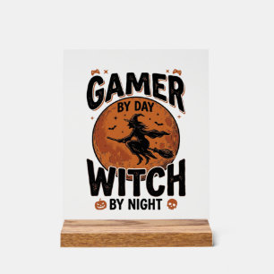 Joueur de jeu vidéo de jour sorcière de nuit Conce