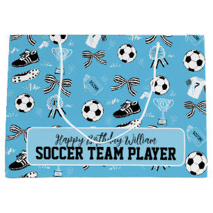 Joueur de soccer bleu sac cadeau