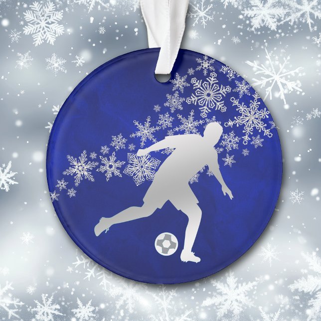 Joueur de soccer Silver Snowflake sur Blue (Créateur téléchargé)