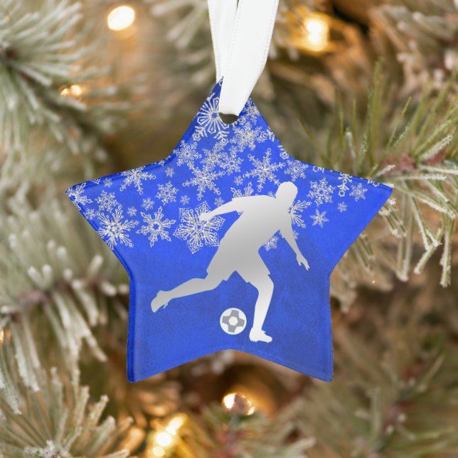 Joueur de soccer Silver Snowflake sur Blue (Arbre)