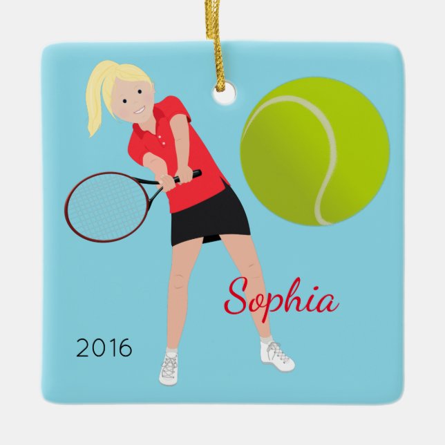 Joueur de tennis Blonde Keepsaké Ornement (Devant)