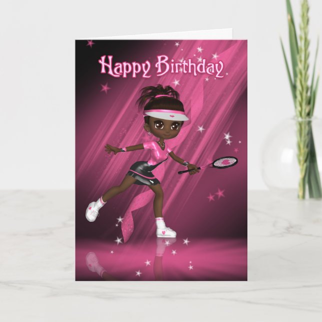 Joueur de tennis de carte d'anniversaire - Tweens  (Devant)