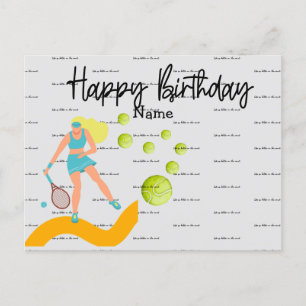 Joueur de tennis jouant une carte postale d'annive