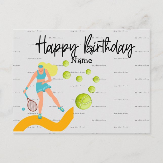 Joueur de tennis jouant une carte postale d'annive (Devant)
