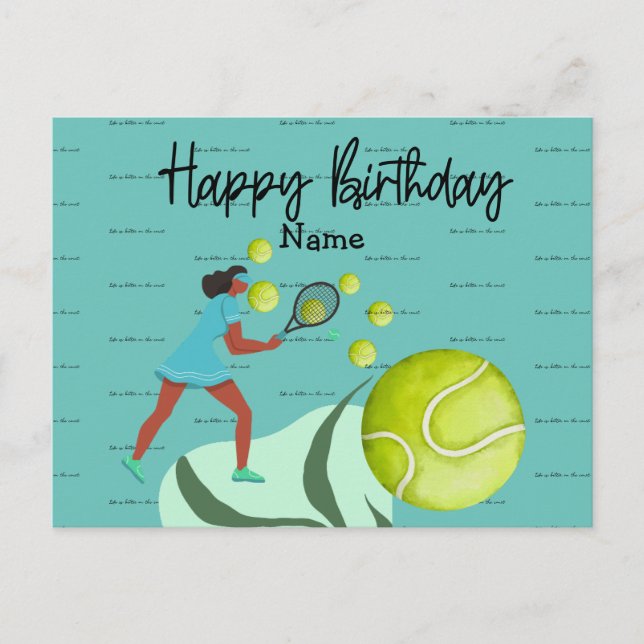 Joueur de tennis joue Joyeux Anniversaire Carte po (Devant)