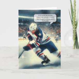 Joueur du centre de cartes de voeux de hockey - "J
