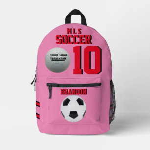 Joueur, numéro nom équipe, rose, sacs à dos de foo