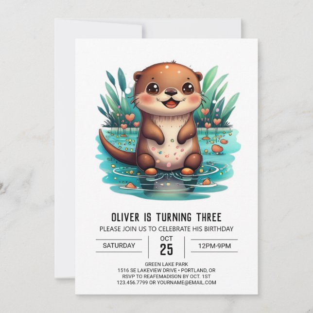 Joueur Otter Wonderland Invitation d'anniversaire (Devant)
