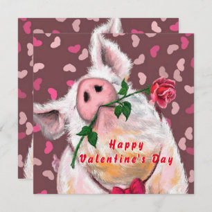 Joueuse carte Saint Valentin Gentleman Pig