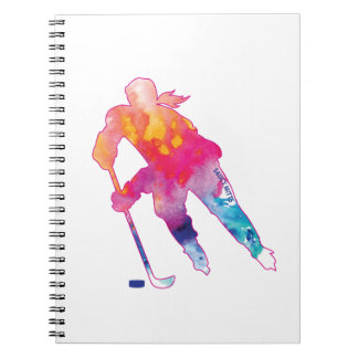 Joueuse de hockey Aquarelle Carnet rose
