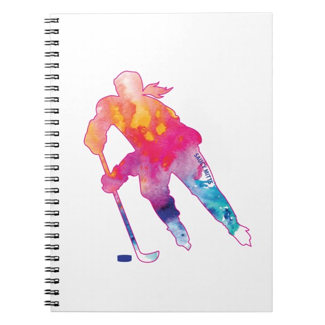 Joueuse de hockey Aquarelle Carnet rose (Devant)