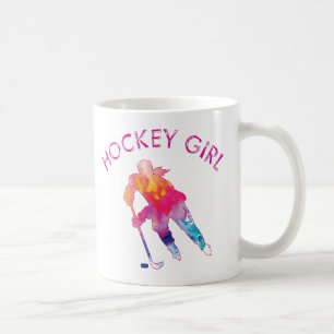 Joueuse de hockey rose Aquarelle de couleur Mug