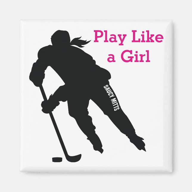 Joueuse de hockey sur glace Sihlouette Magnet (Devant)