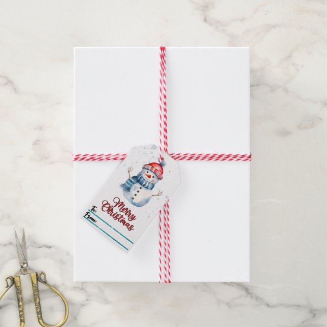 Joueuse étiquette cadeau bonhomme de neige pour No (Avec de la ficelle)