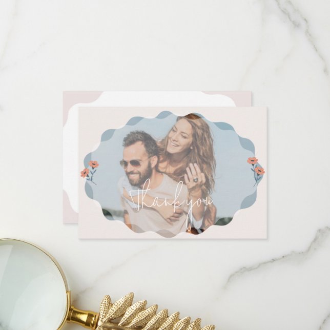 Jouful Floral Faire-part de mariage Merci Cartes (Devant/Arrière en situation)