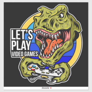 Jouons à des jeux vidéo Dinosaur Sticker