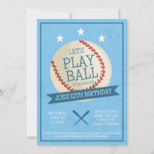 Jouons au Ball Blue Baseball Invitation d'annivers