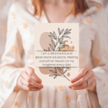 Jour 2 Affirmation de l'enseignant Carte quotidien