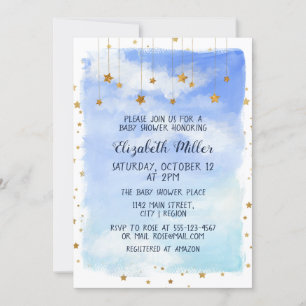 Jour Ciel avec étoiles brillantes Invitation Baby
