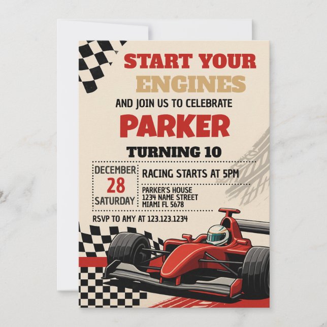 Jour de la Course Anniversaire Invitation (Devant)