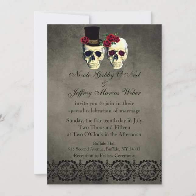 Jour de la Faire-part de mariage de la mariée mort (Devant)