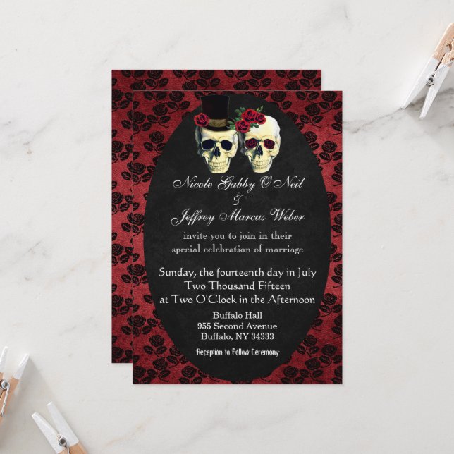 Jour de la Faire-part de mariage de la mariée mort (Devant/Arrière en situation)