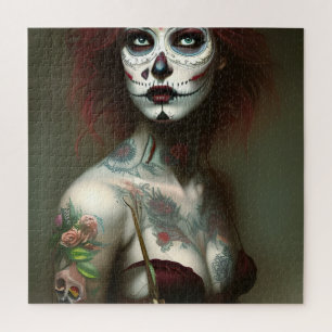 Jour de la femme morte avec un puzzle de tatouages