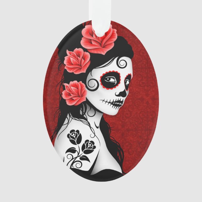 Jour de la fille morte de crâne de sucre - rouge (devant)