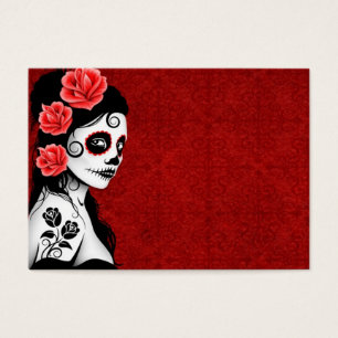 Jour de la fille morte de crâne de sucre - rouge