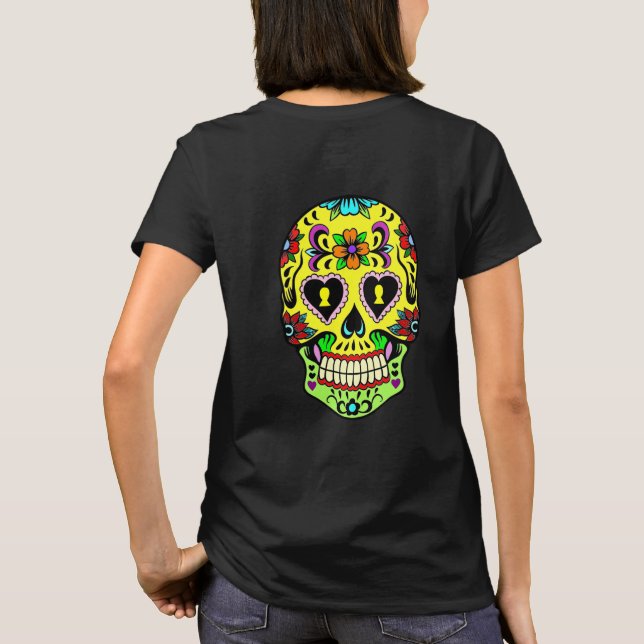 Jour de la mort crâne jaune sucre T-shirt femme (Dos)