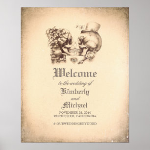 Jour de la mort du crâne Couple Mariage Affiche de