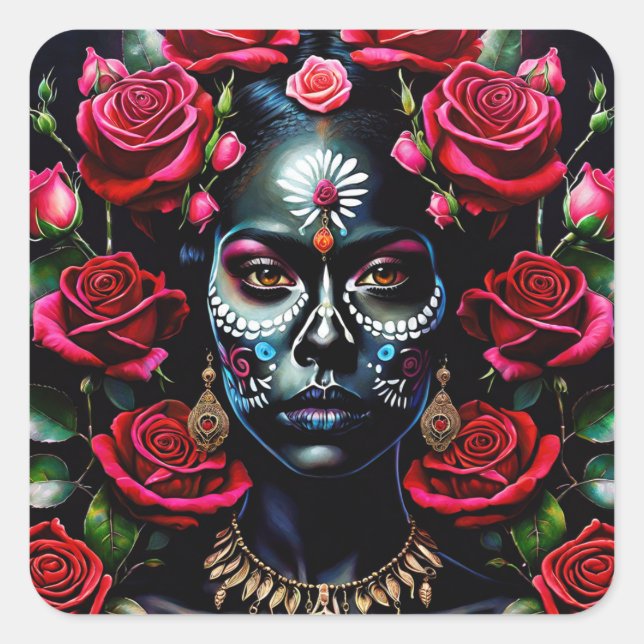 Jour de la mort Elegance Sticker - Crâne de sucre  (Devant)