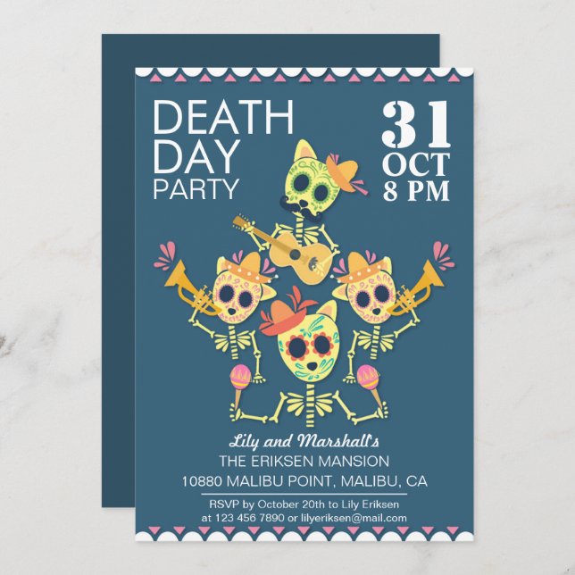 Jour de la Mort Halloween Fête Invitation (Devant / Derrière)