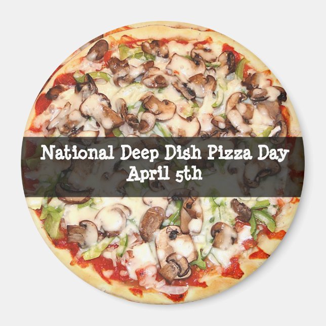 Jour de la Pizza de Plat Profond 5 avril Magnet de (Devant)