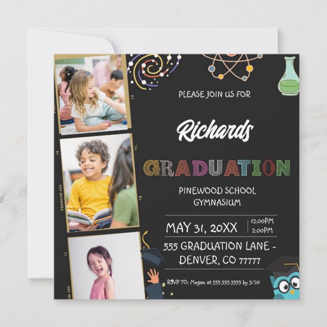 Jour de l'obtention du diplôme Carte d'invitation  (Devant)