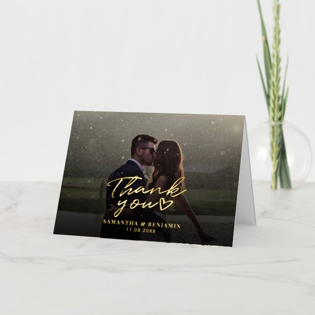 Jour de mariage moderne en couple Carte de remerci (Recto)