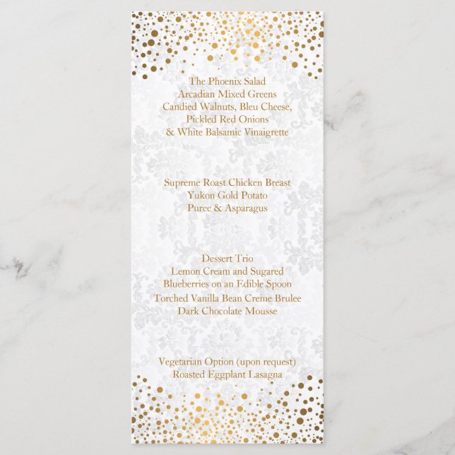 Jour de Mariage Tendance Points Dorés - Menu (Devant)