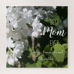 Jour des Mères Cadeau Blanc Lilac Photo Puzzle