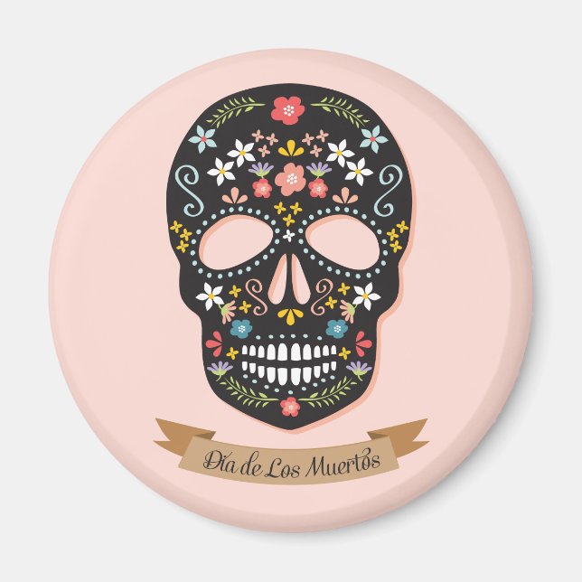 Jour des morts, aimant - rose-noir (Devant)