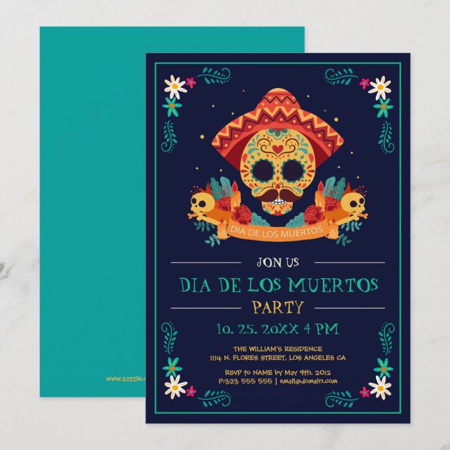 Jour Des Morts, Invitation Du Parti Dia De Los Mue (Devant / Derrière)