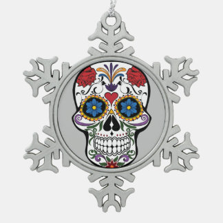 "Jour des morts" Ornement crâne de sucre floral