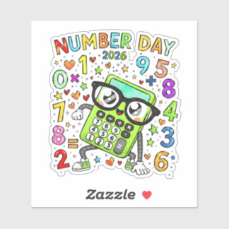 Jour des nombres 2026 Autocollant de maths mignon 