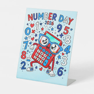Jour des nombres 2026 Panneau de piedestal de math