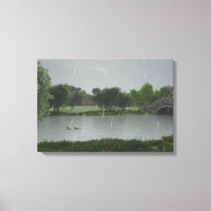 Jour des pluies sur la toile étanchée du lac