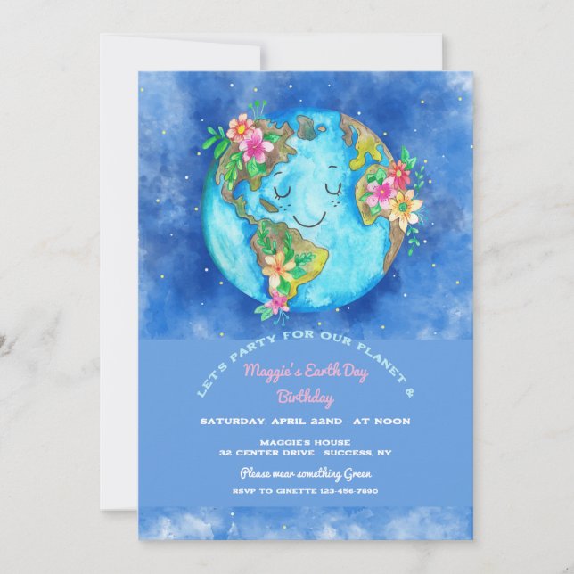 Jour des terres Anniversaire Fête Invitation (Devant)