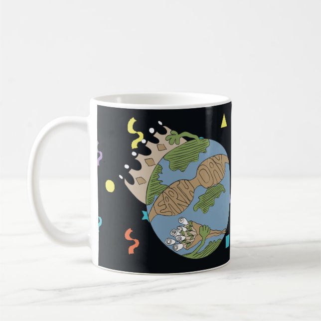 Jour des terres sur tasse de café blanc classique (Gauche)