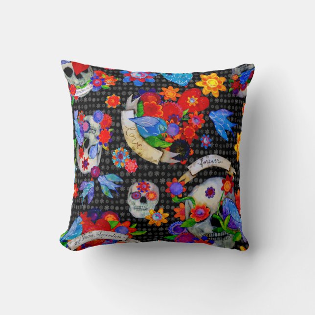 Jour du coussin mort de Calaveras et de coeurs (Recto)