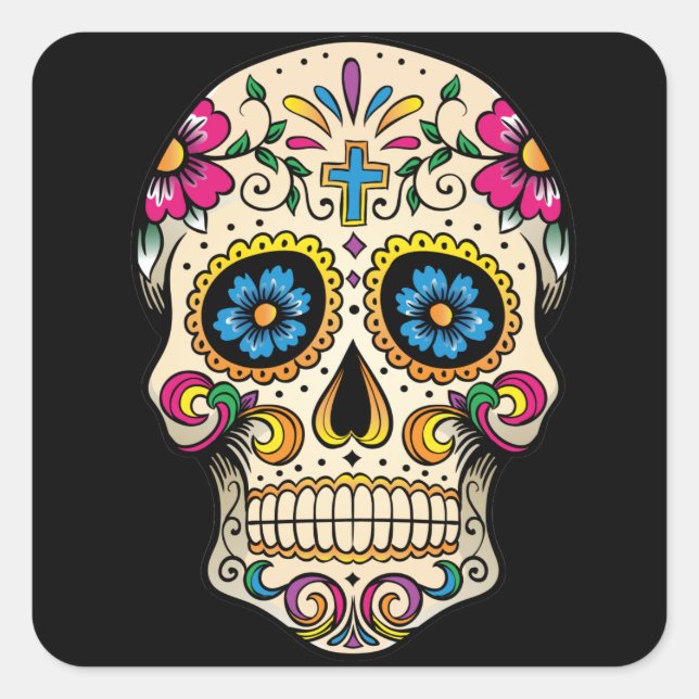 Jour du crâne de sucre mort avec sticker croisé (Devant)