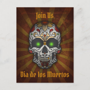 Jour du crâne de sucre mort Carte postale Hallow