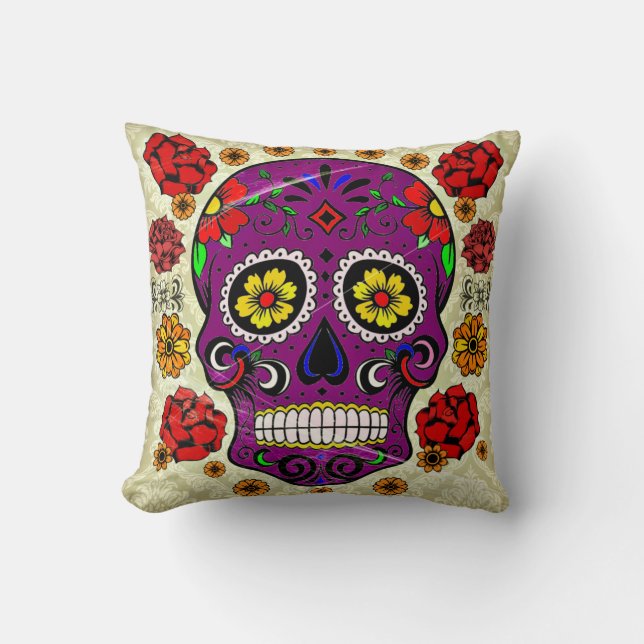 Jour du crâne de sucre pourpre Coussin mort (Recto)